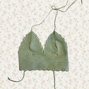 Sage Green handmade Crochet Halter Top